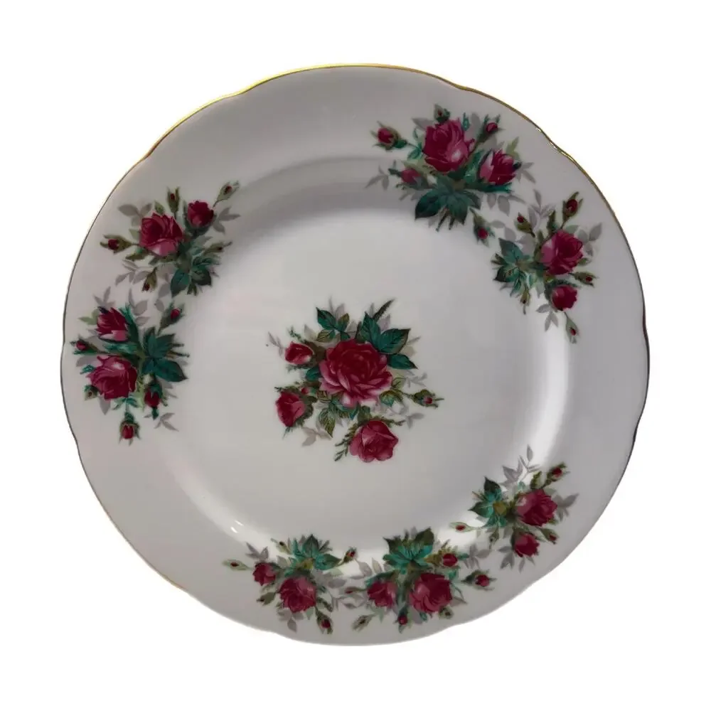 Antique Rose by Rossetti Hand Painted 10” Porcelain Plate – Pink Roses